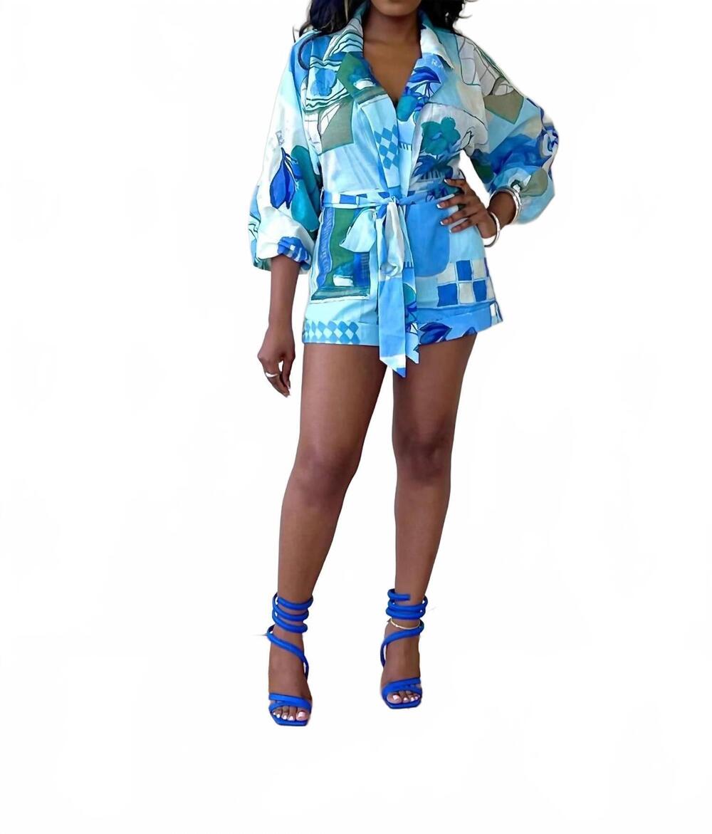 NEW LUXXEL santorini tie romper in blue